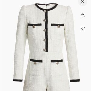 Alice and Olivia black and white tweed romper